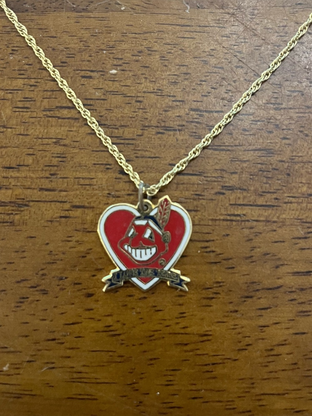 1990s Cleveland Indians Baseball Chief Wahoo Pendant 20” Necklace Peter David